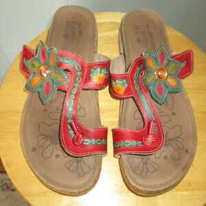 L'ARTISTE Akati Red Floral Sandals